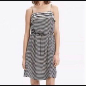 Madewell Silk Striped Tie Waist Dress Size 10